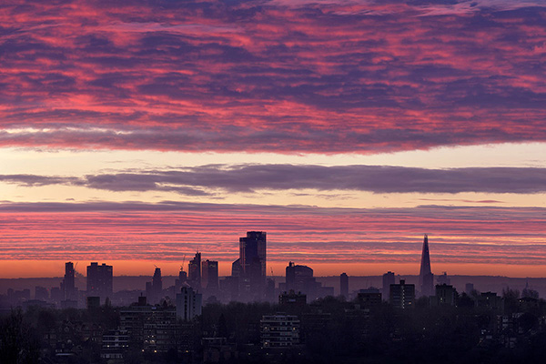A cityscape landscape photograph made in London, UK.