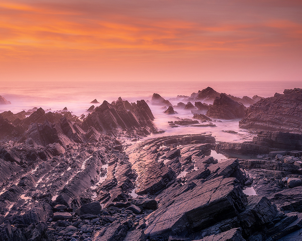 Hartland Quay at sunset on the north Devon coast