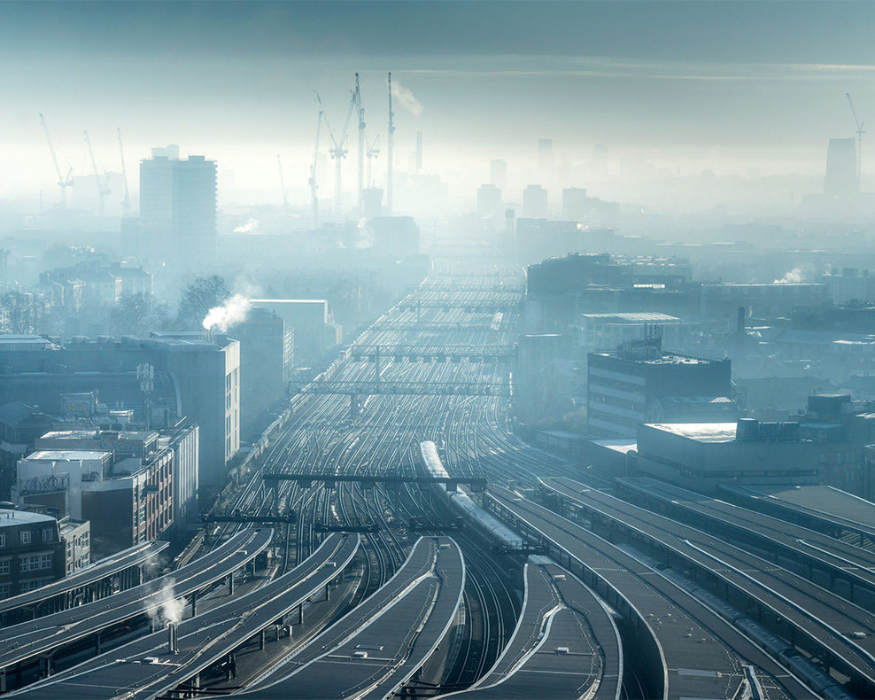 Train tracks receed into the distance in south east London