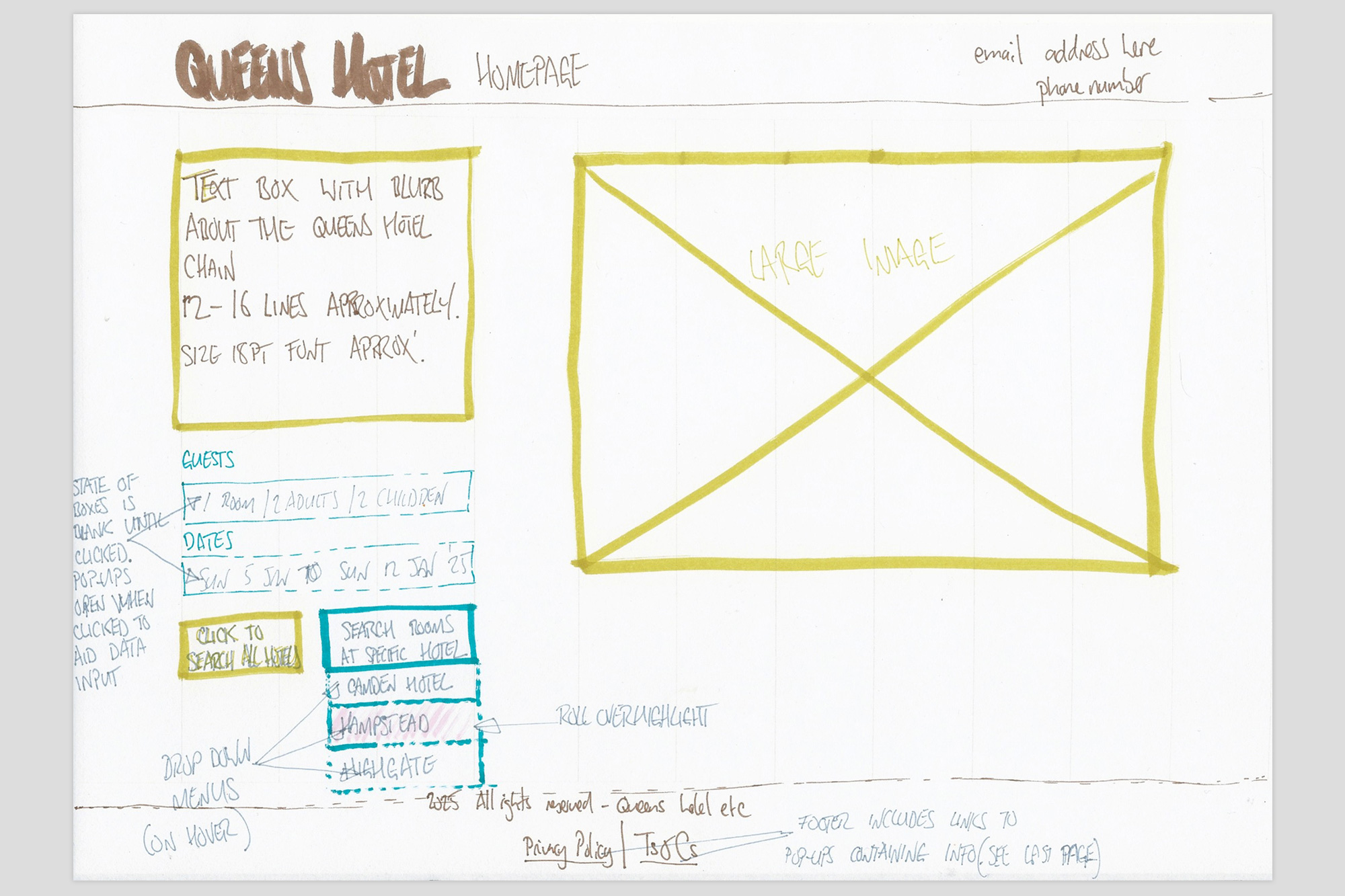 Notes made for the Hilton Hotel group website home page