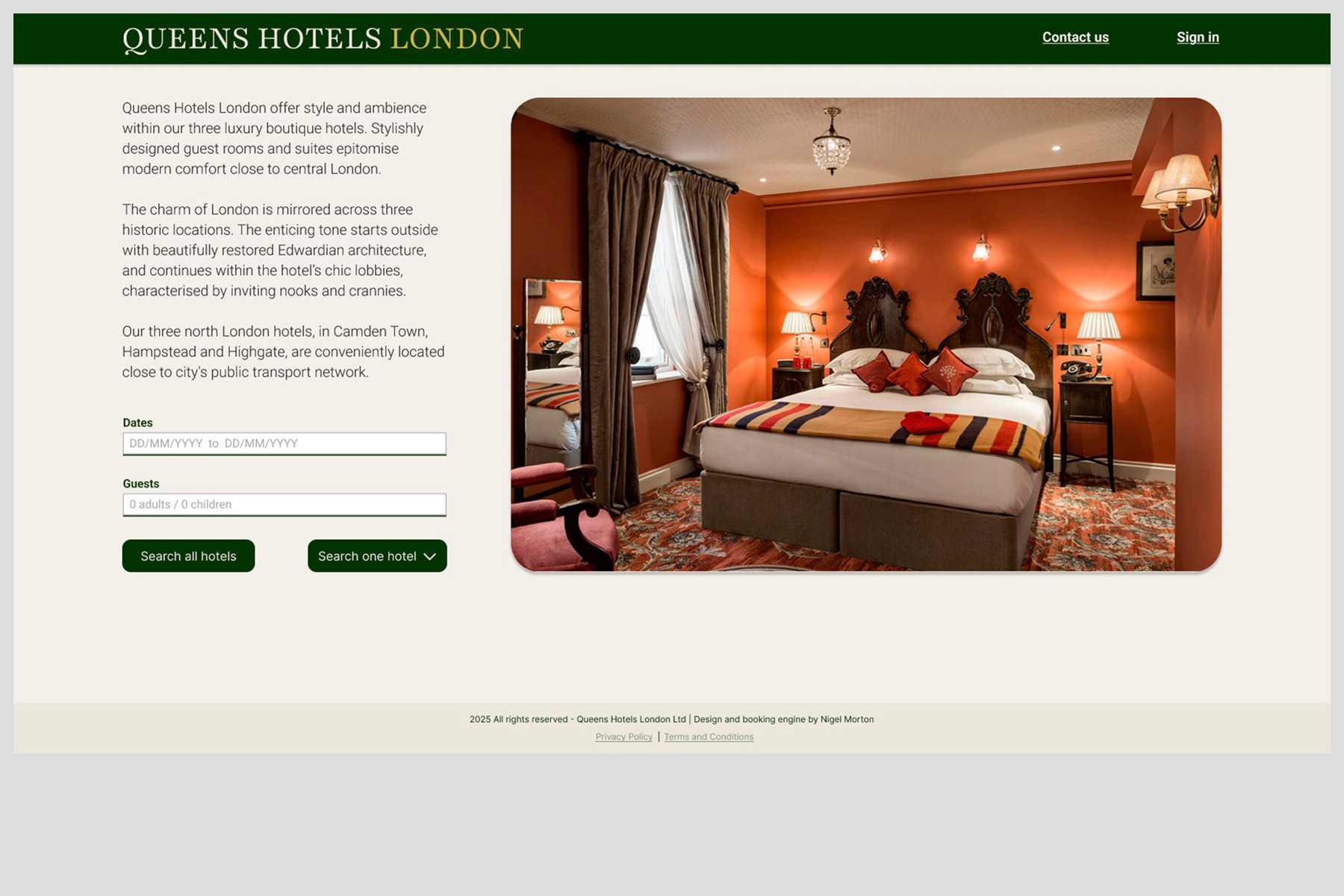 Notes made for the Hilton Hotel group website home page