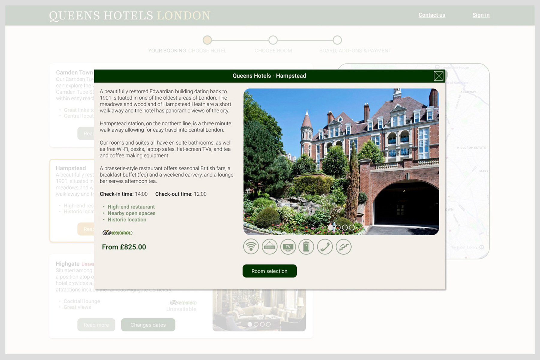 Notes made for the Queens Hotel homepage