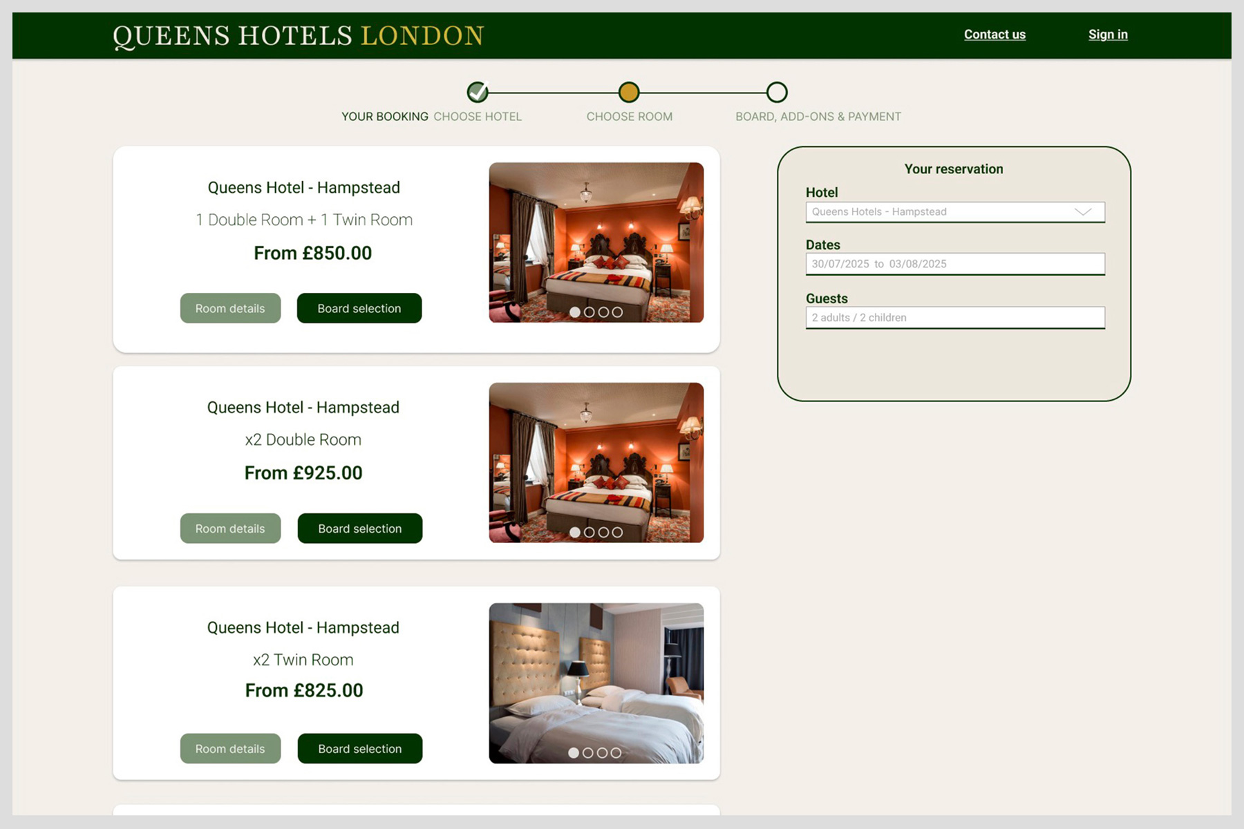 Notes made for the Queens Hotel room information homepage